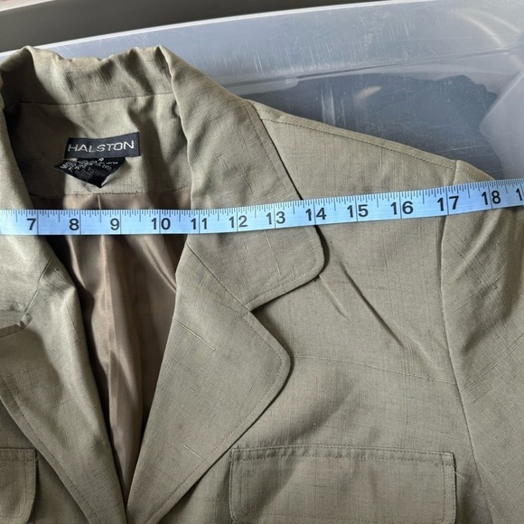 Halston silk blazer suit separate safari size 10 brown - Picture 8 of 10